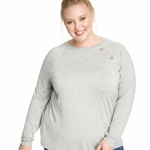 MERI SKYE Long Sleeve Shirt with Button Shoulders